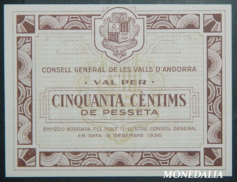 1936 - ANDORRA - 50 CENTIMOS - SC
