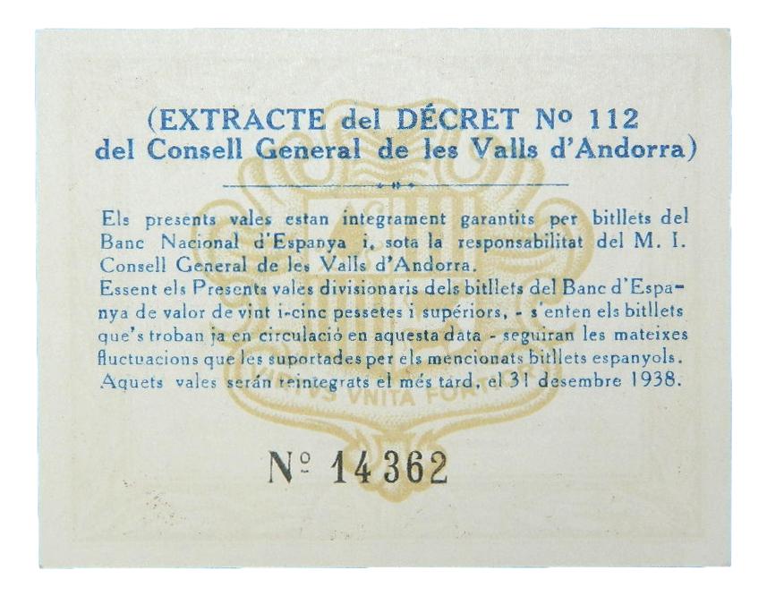 1936 - ANDORRA - BILLETE - 1 PESETA - SC