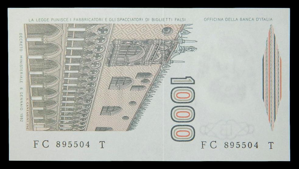 1982 - ITALIA - 1000 LIRE - PICK 109A - UNC