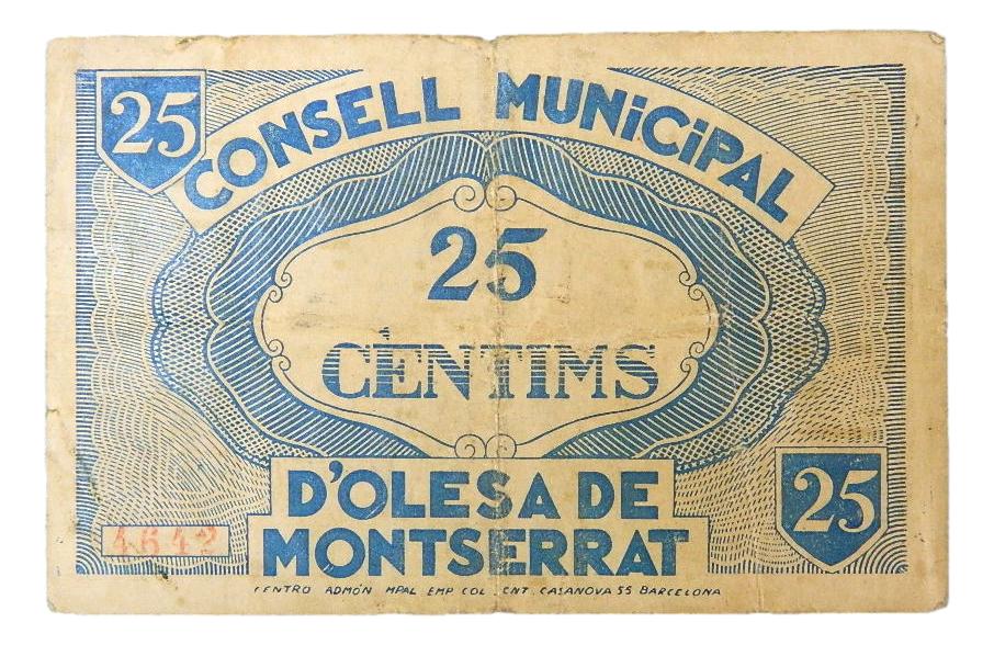 El C. M. DE Olesa de Montserrat, 25 ctms.18 de maig del 1937 - AT-1680 - MBC