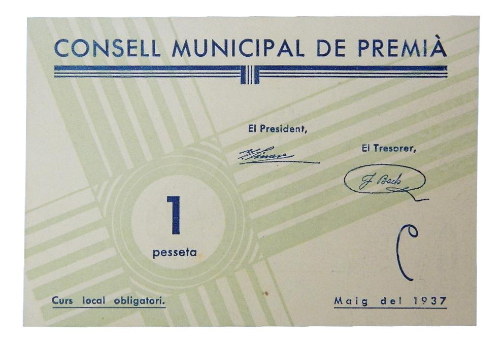 Consell Municipal de Premià, 1 pta. Maig del 1937 - AT-2005 - SC