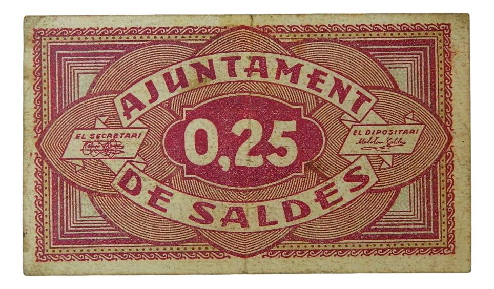 Ajuntament de Saldes,25 ctms. 10 juny 1937 - AT-2255 - MBC