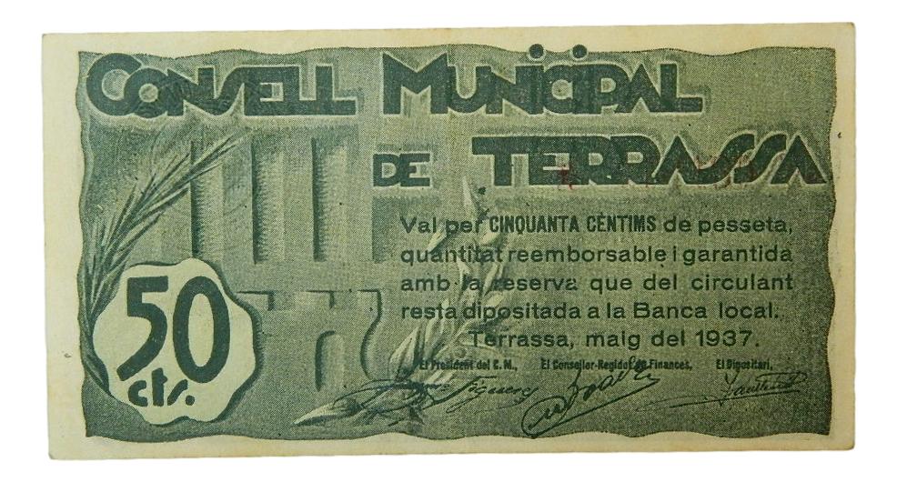 Consell Municipal de Terrassa, 50 ctms.. maig del 1937 - AT-2457 - EBC-