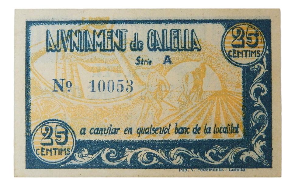 Ajuntament de Calella, 25 ctms. Octubre 1937 - AT-603 - SC