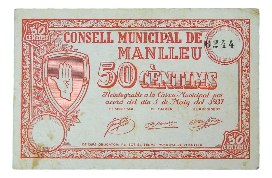 Consell Municipal de Manlleu, 50 ctms. 1 de maig del 1937 - AT-1419 - MBC
