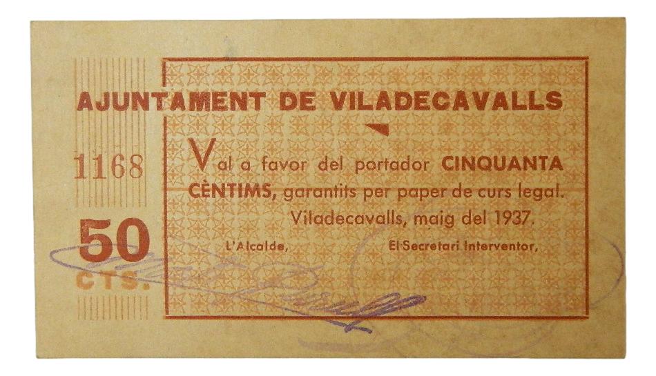 Ajuntament de Viladecavalls,50 ctms.maig del 1937 - AT-2771 - SC