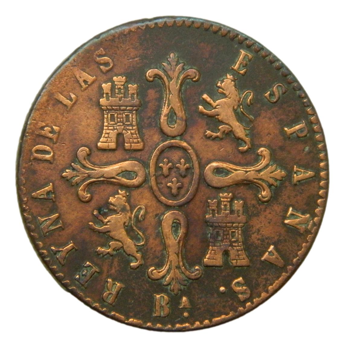 1858 - ISABEL II - 8 MARAVEDIS - BARCELONA - MBC
