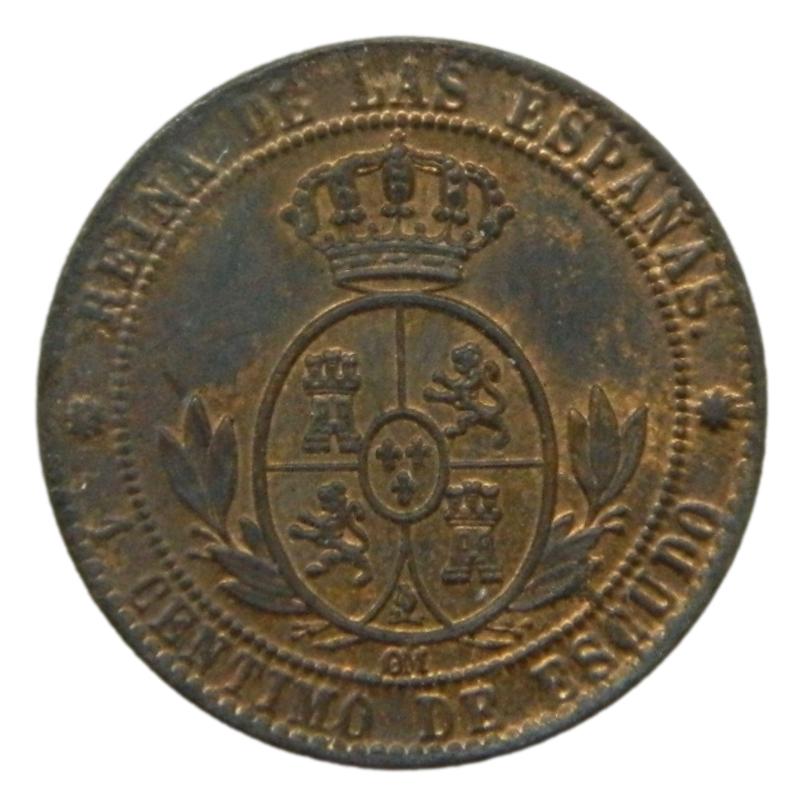 1868 OM - ISABEL II - 1 CENTIMO DE ESCUDO - BARCELONA