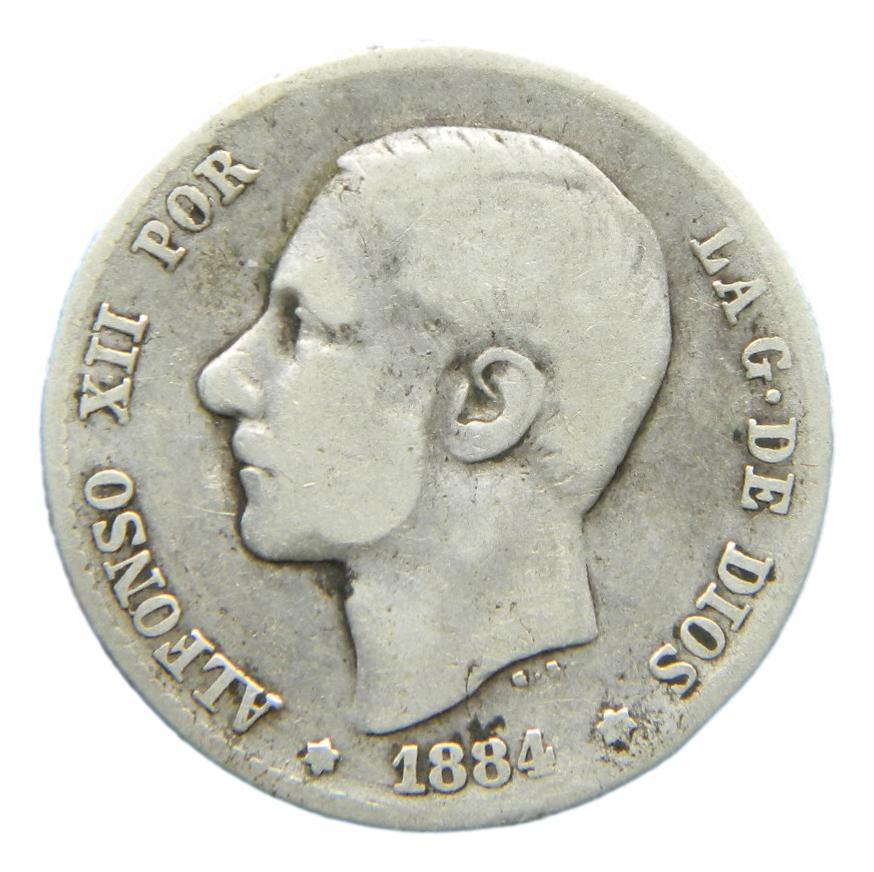 1884 - ALFONSO XII - 1 PESETA - MSM - PLATA