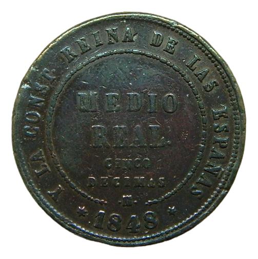1848 - ISABEL II - 1/2 REAL - MADRID - COBRE