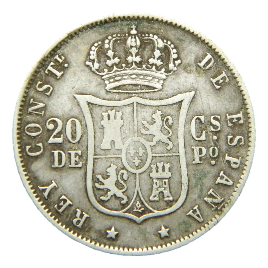 1883 - ALFONSO XII - 20 CENTAVOS DE PESO - MANILA 