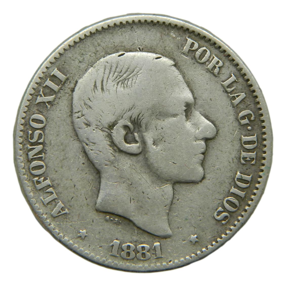1881 - ALFONSO XII - 50 CENTAVOS DE PESO - MANILA