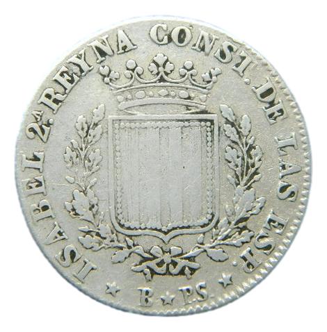 1837 PS - ISABEL II - 1 PESETA - BARCELONA - PLATA