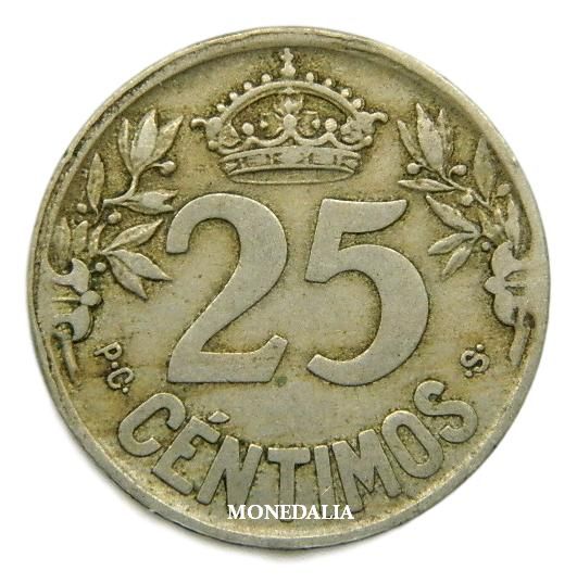 1925 - ESPAÑA - 25 CENTIMOS - CARABELA - BC