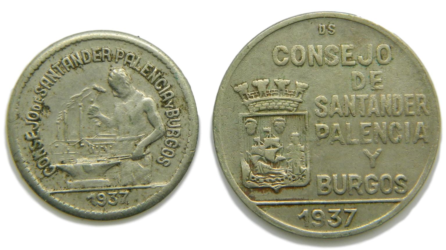 CONSEJO DE SANTANDER, PALENCIA Y BURGOS - 1937 - 1 PESETA Y 50 CENTIMOS 