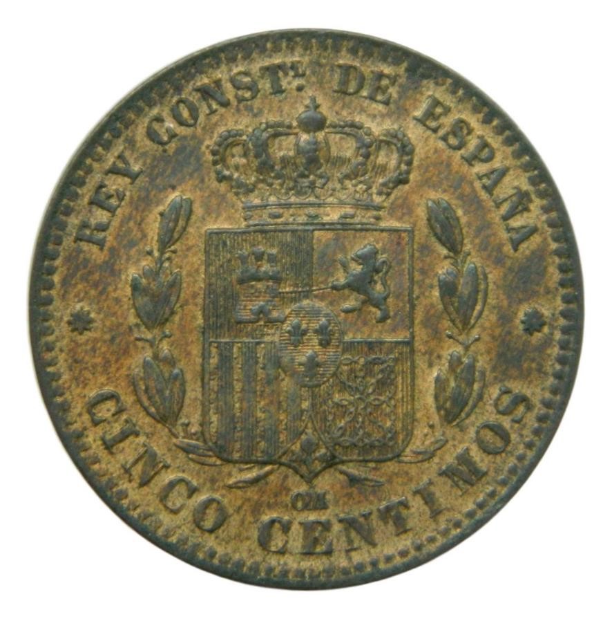 1877 OM - ALFONSO XII - 5 CENTIMOS - COBRE