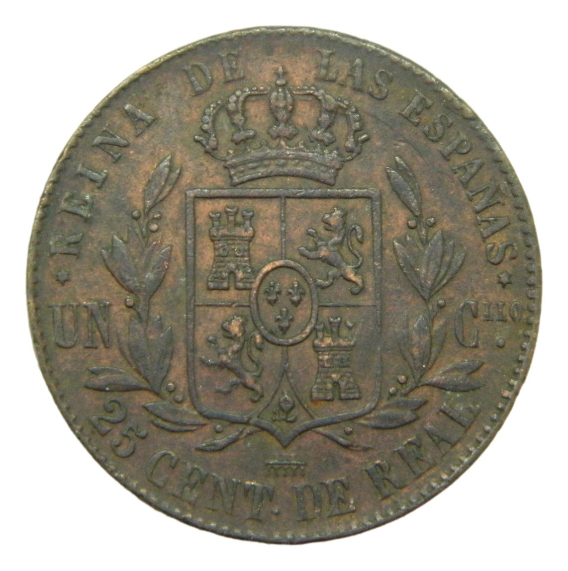 1862 - ISABEL II - 25 CENTIMOS DE REAL - SEGOVIA - MBC