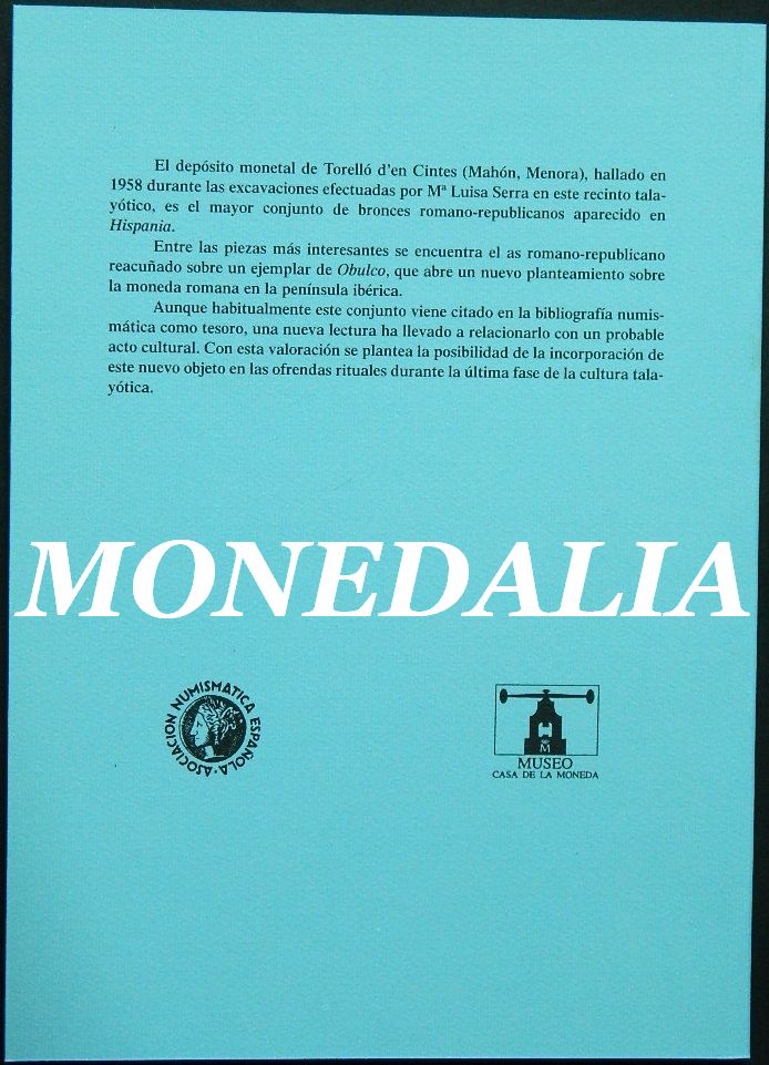 EL DEPOSITO MONETAL DE TORELLO D´EN CINTES - MAHON MENORCA - CATALOGO