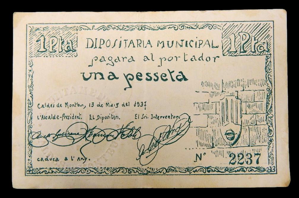 CALDES DE MONTBUI - 1 PESETA - BILLETE - 1937