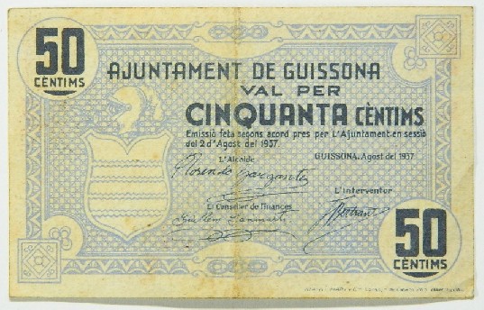 GUISSONA - 50 CENTIMOS - 1937 - BILLETE