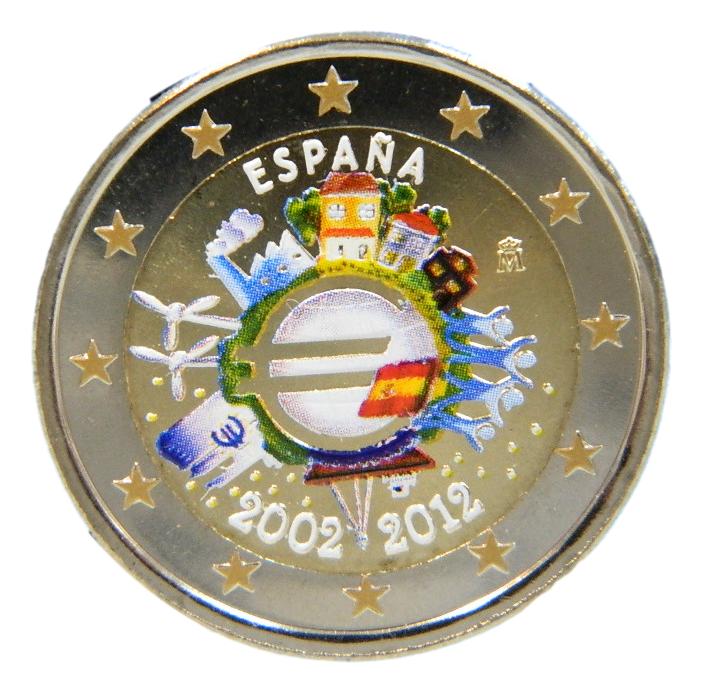 2012 - ESPAÑA - 2 EUROS - X. ANIVERSARIO - COLOR 1