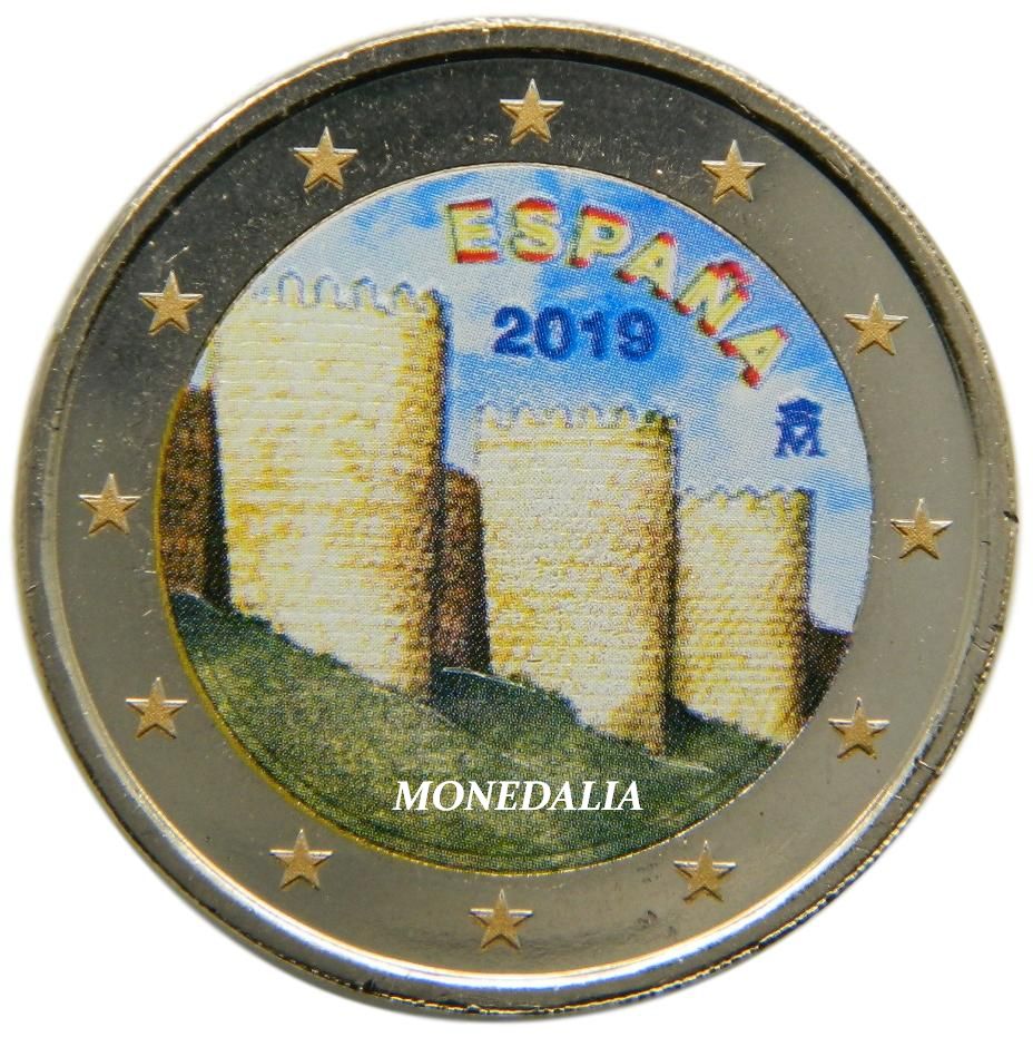 2019 - ESPAÑA - 2 EUROS - MURALLA AVILA - COLOR