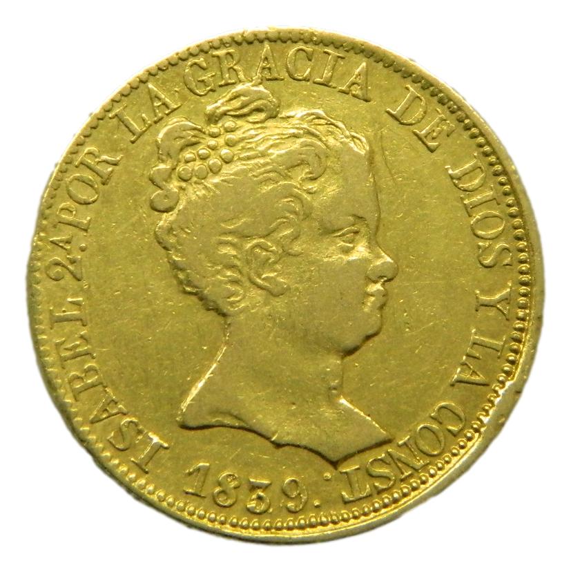 1839 PS - ISABEL II - 80 REALES - BARCELONA - ORO