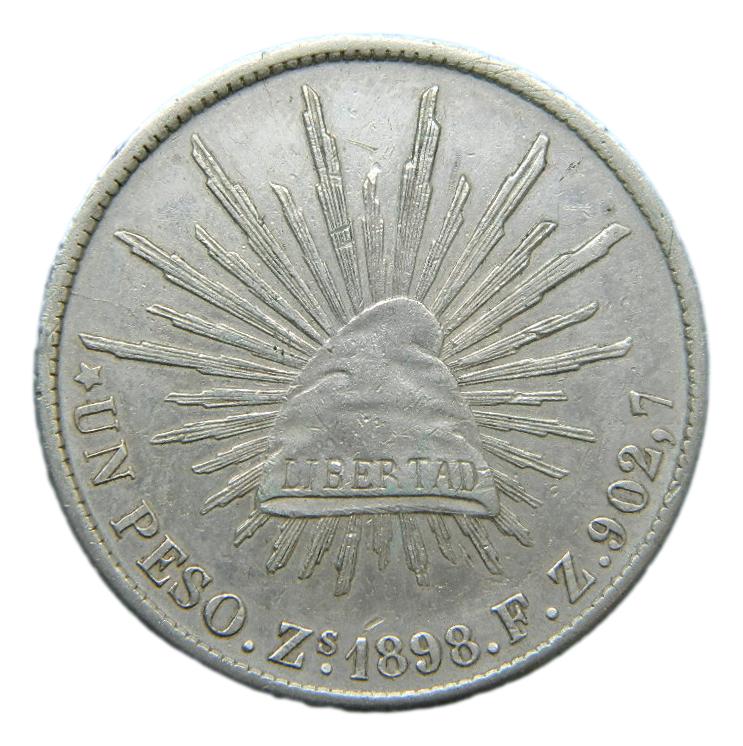 1898 FZ - MEXICO - 1 PESO - ZACATECAS - PLATA