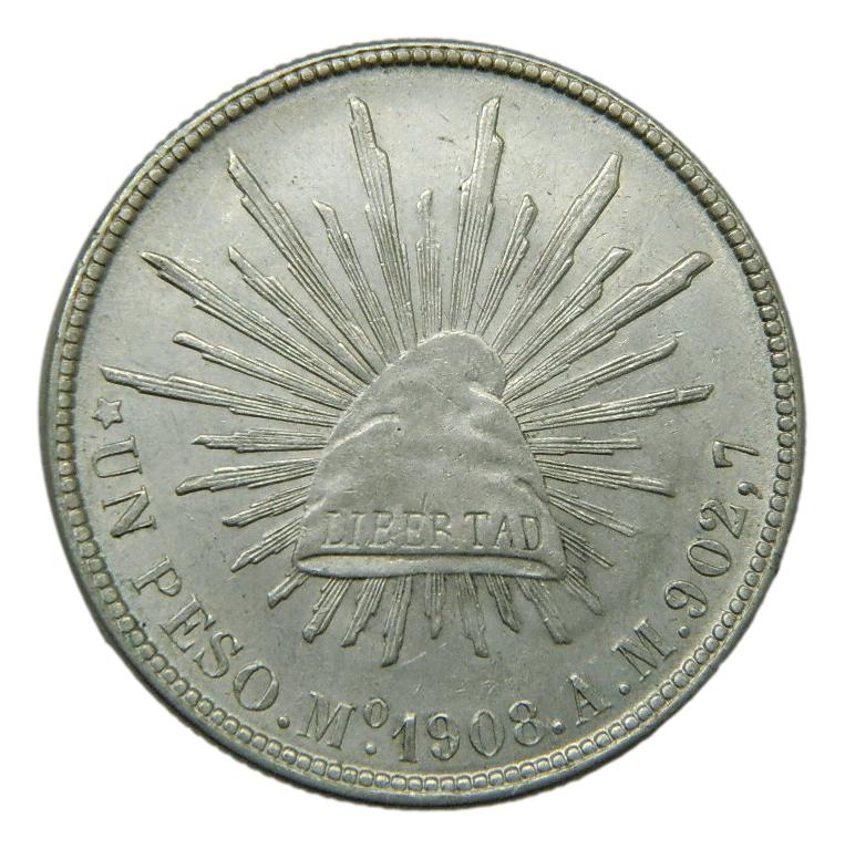 1908 AM - MEXICO - 1 PESO - PLATA