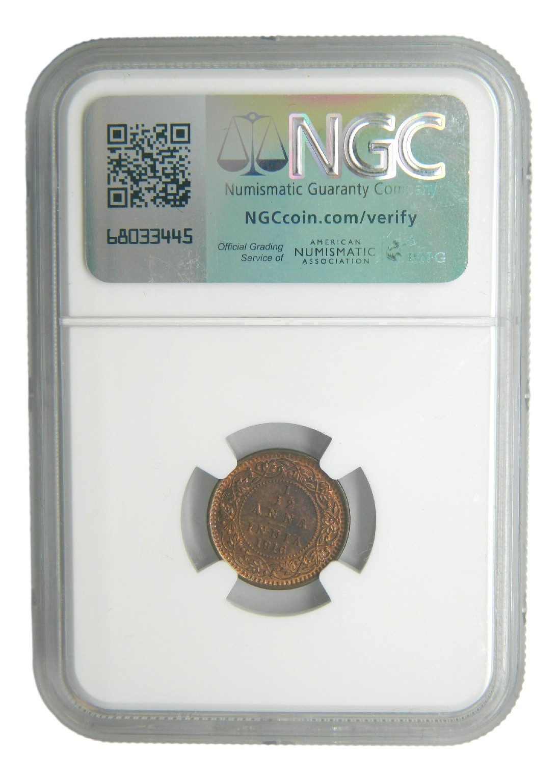 1932 - INDIA BRITANICA - 1/12 ANNA - NGC MS 64 BN