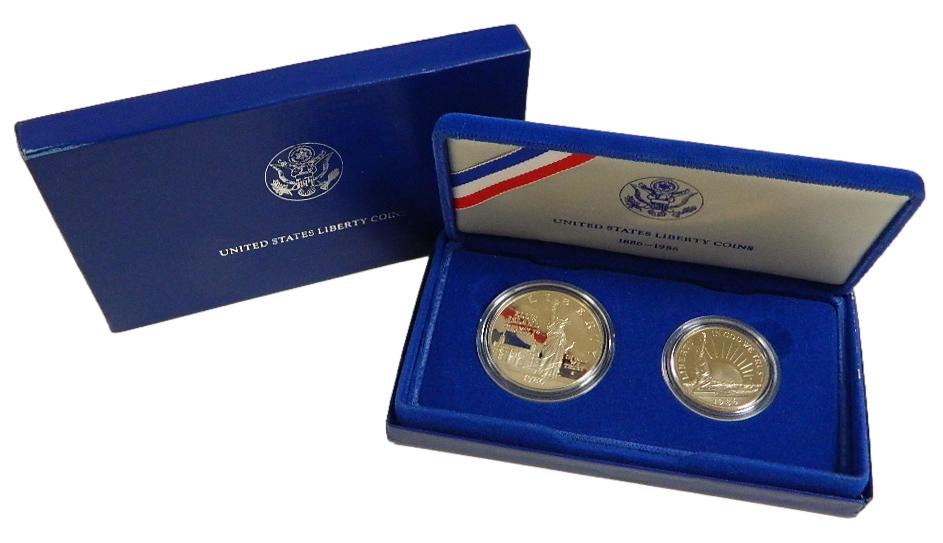 1986 - USA - SET PLATA PROOF - ONE DOLLAR - HALF DOLLAR