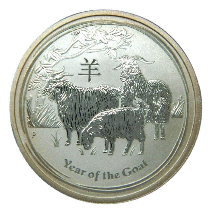 2015 - AUSTRALIA - 50 CENTS - CABRA - 1/2 ONZA PLATA FINA - 1/2 OZ 999