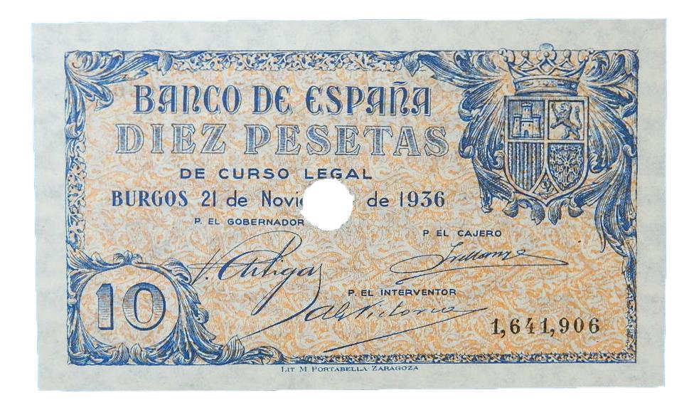 1936 - ESPAÑA - BILLETE - 10 PESETAS - BURGOS - SC - TALADRO