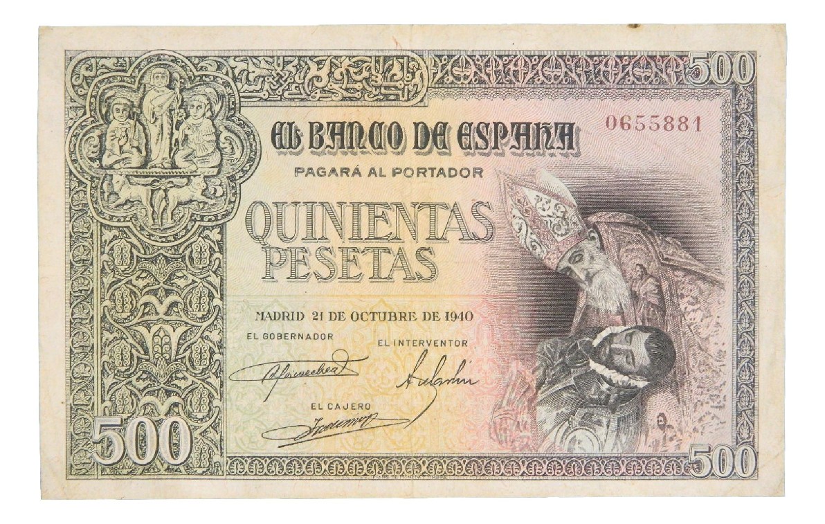 1940 - ESPAÑA - BILLETE - 500 PESETAS - CONDE ORGAZ - BC