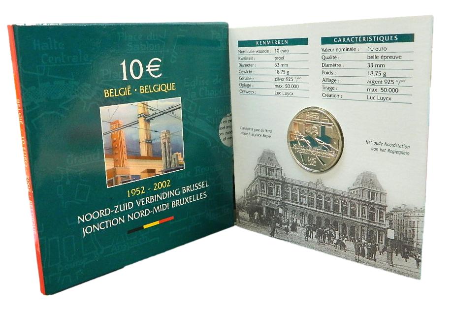 2002 - BELGICA - 10 EURO - PLATA PROOF - BRUSELAS