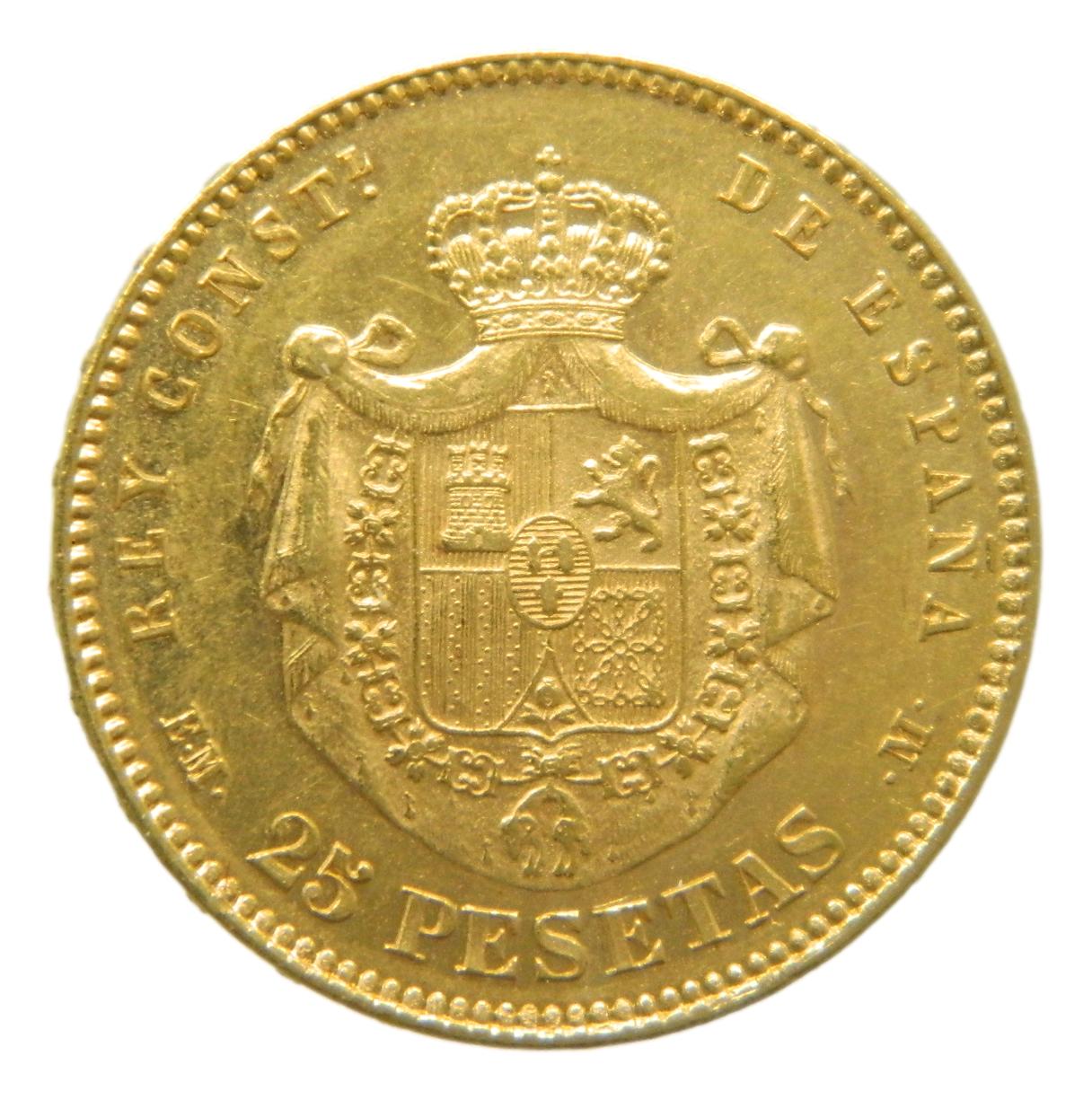 1879 *18-79 - ALFONSO XII - 25 PESETAS - EMM - ORO - EBC