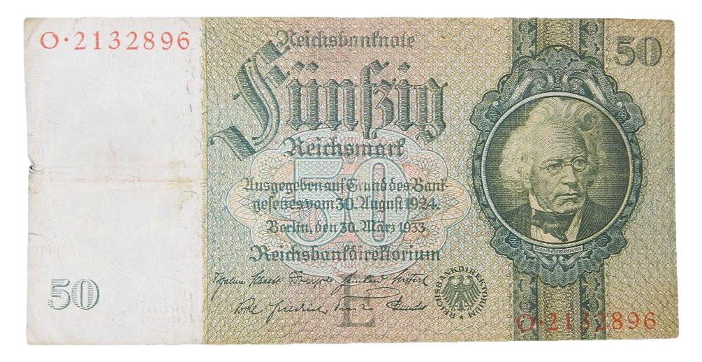 1933 - ALEMANIA - 50  MARCOS - REICHSMARK - DAVID HANSEMANN