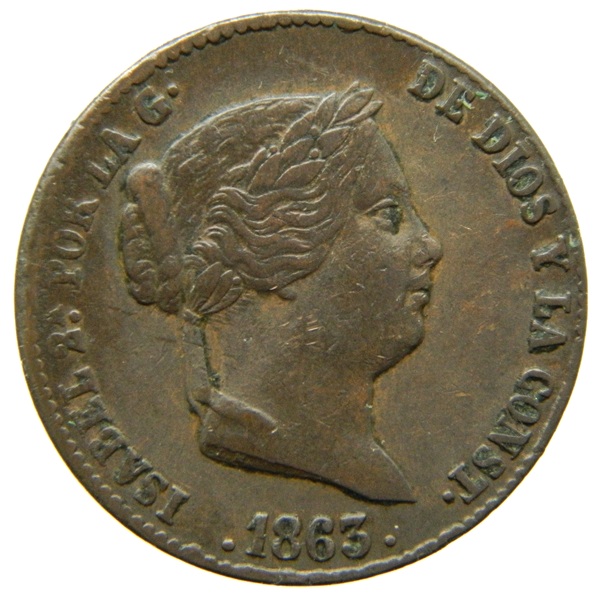 1863 - ISABEL II - 25 CENTIMOS DE REAL - SEGOVIA - MBC - S13/758