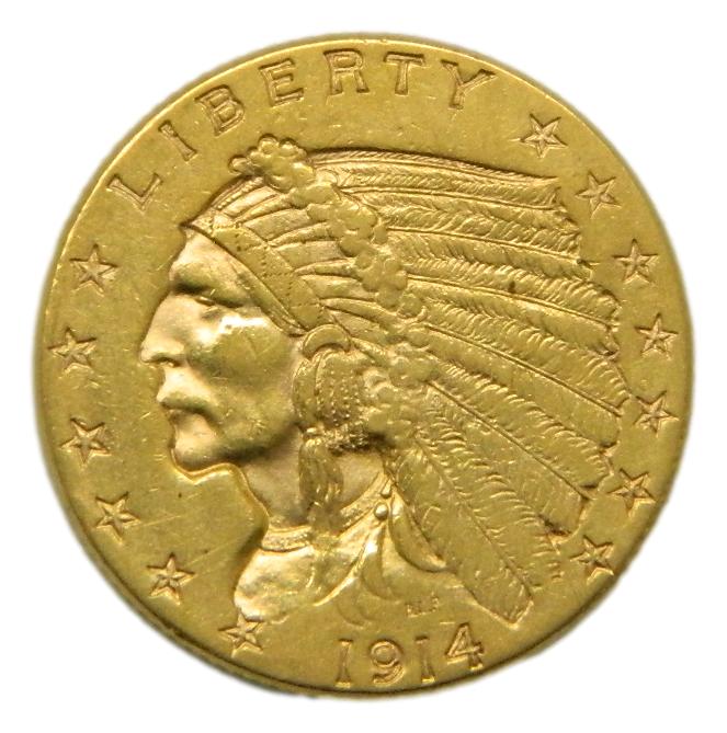 1914 - USA - 2 1/2 DOLLARS - INDIAN HEAD - MBC+