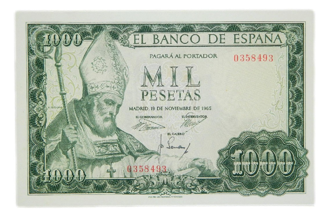 1965 - ESPAÑA - BILLETE - 1000 PESETAS - SAN ISIDORO - SIN SERIE - SC