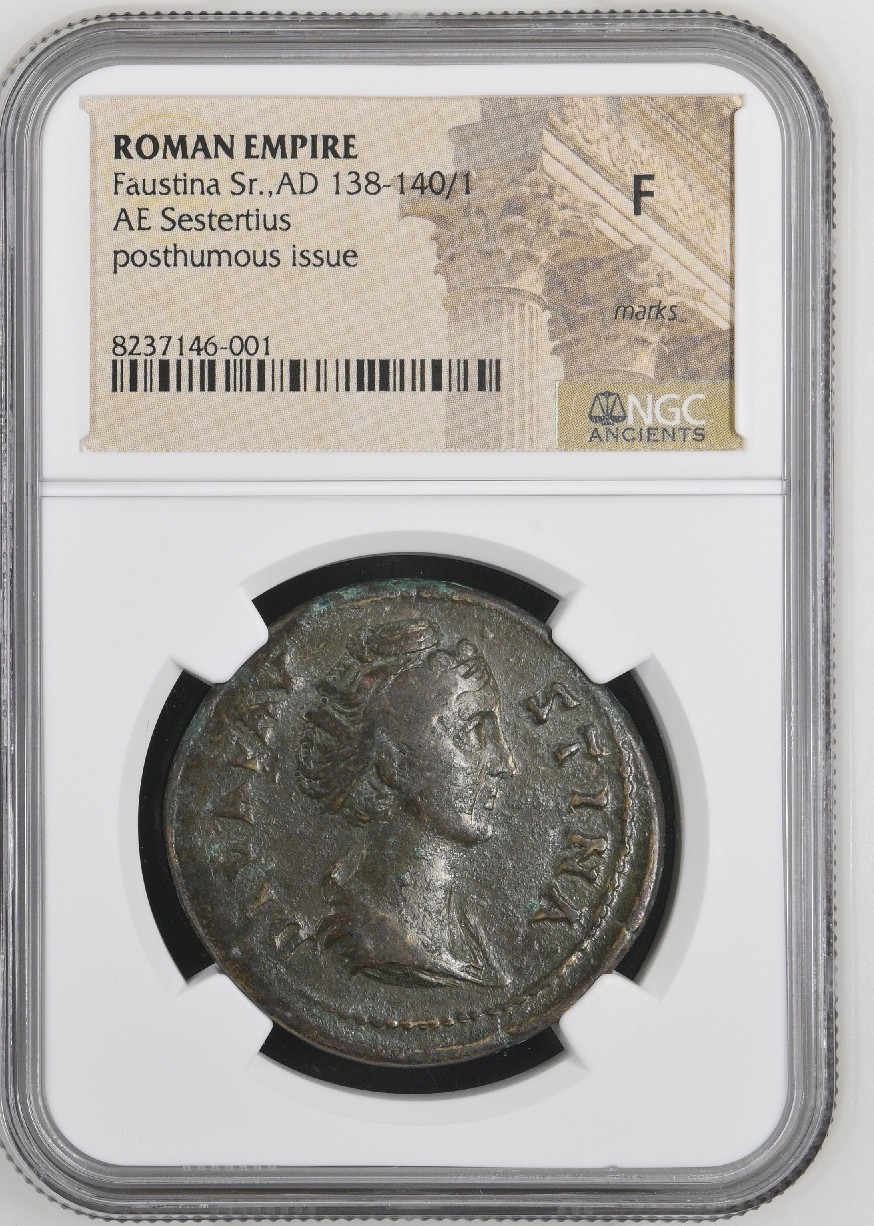 SESTERCIO - FAUSTINA - 138-140 dC - NGC - F