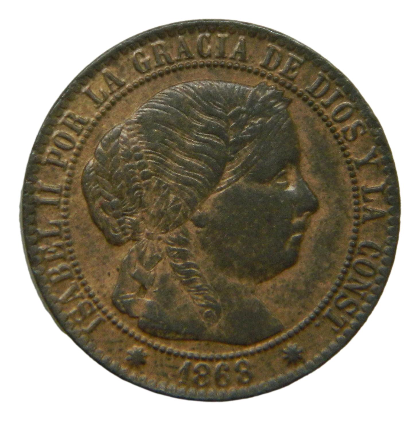 1868 OM - ISABEL II - 1 CENTIMO DE ESCUDO - BARCELONA - EBC