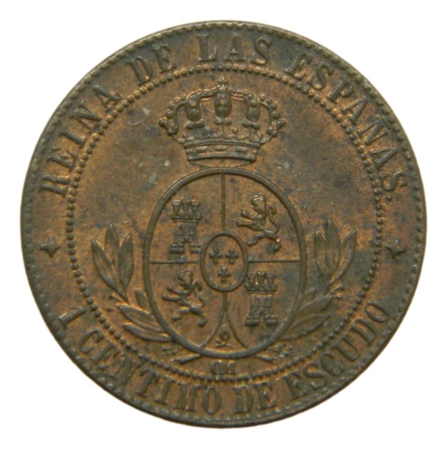 1868 OM - ISABEL II - 1 CENTIMO DE ESCUDO - JUBIA 