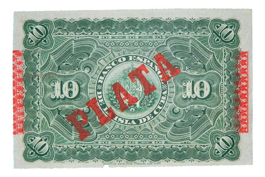 1896 - CUBA - BILLETE - 10 PESOS - BANCO ESPAÑOL - SELLO PLATA - EBC-