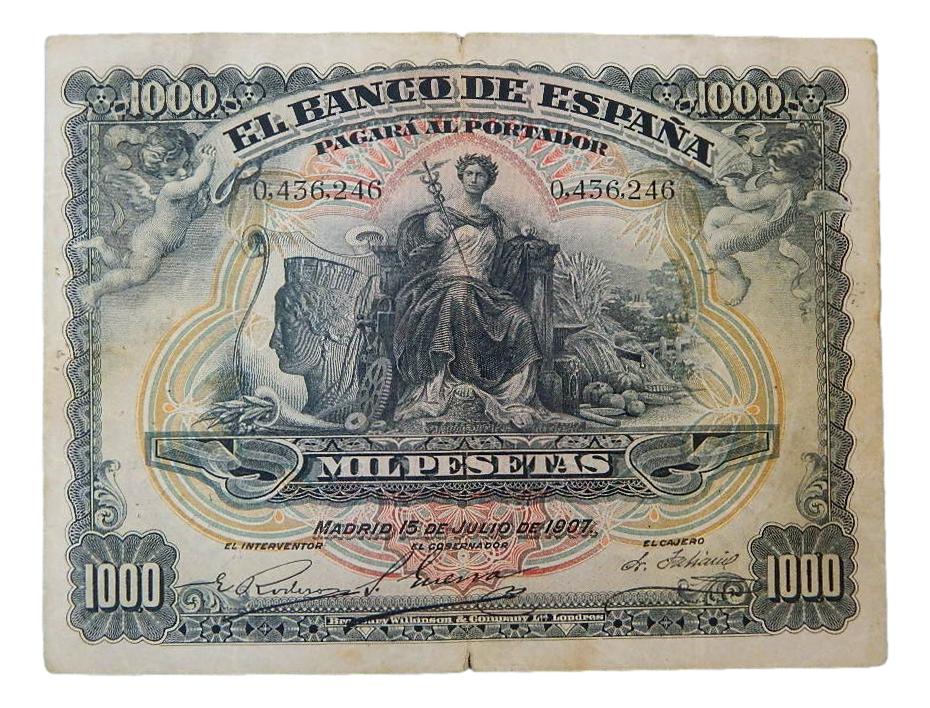 1907 - ESPAÑA - BILLETE - 1000 PESETAS - BC 