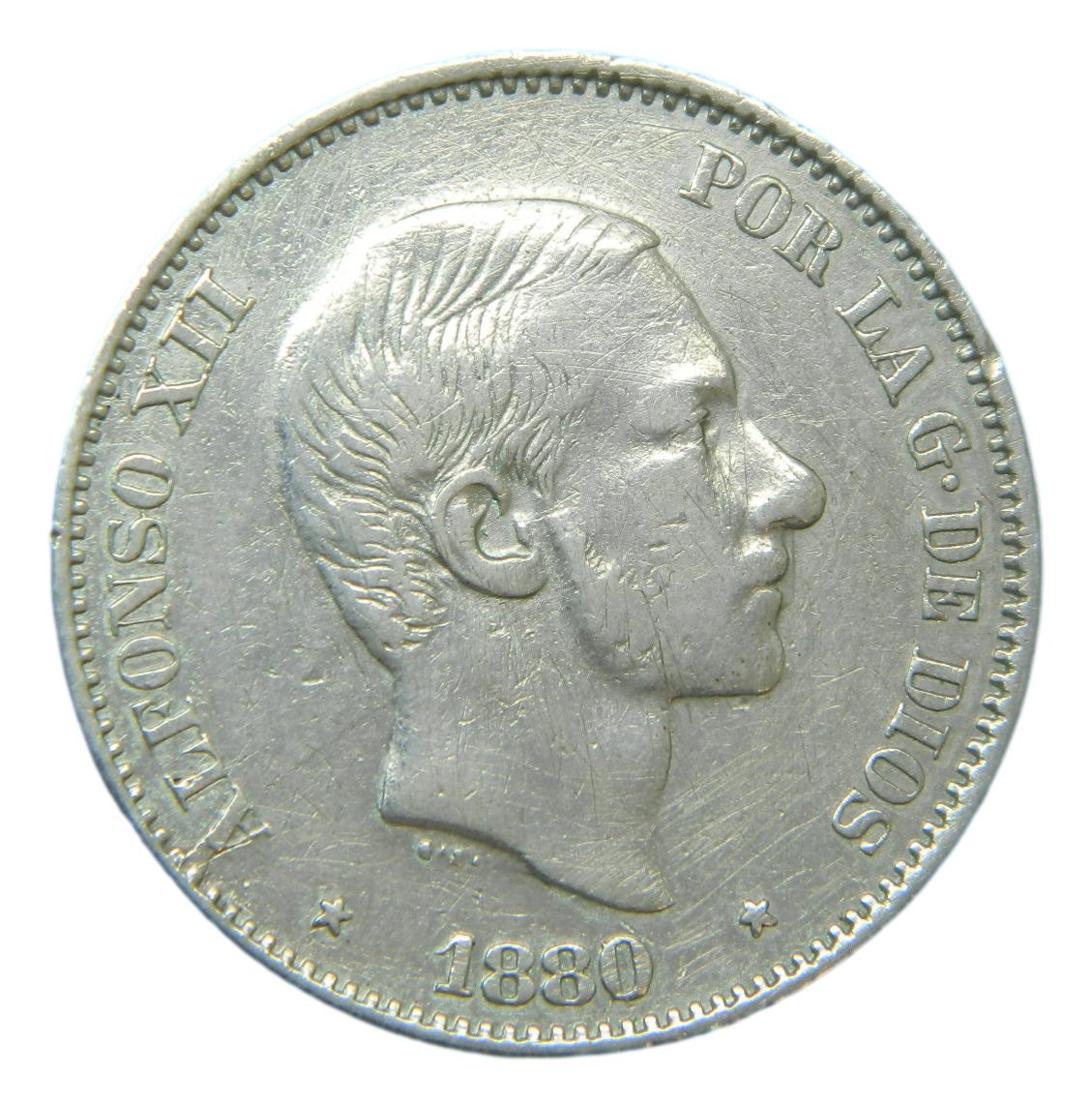 1880 - ALFONSO XII - 50 CENTAVOS DE PESO - MANILA - MBC+
