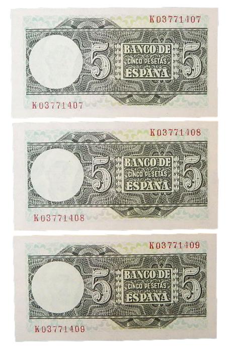 1948 - ESPAÑA - TRIO - 5 PESETAS - BILLETES - ELCANO - SC