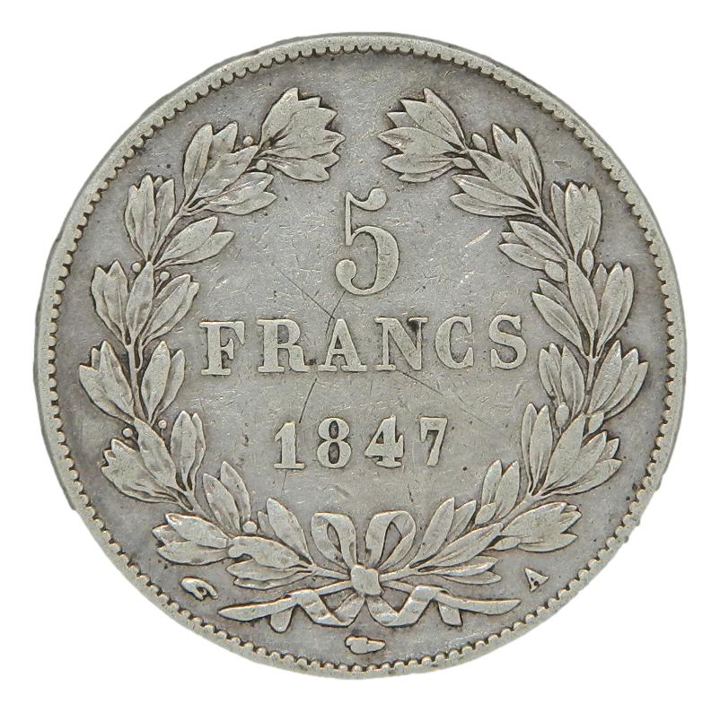 1847 A - FRANCIA - 5 FRANCS - PARIS - PLATA