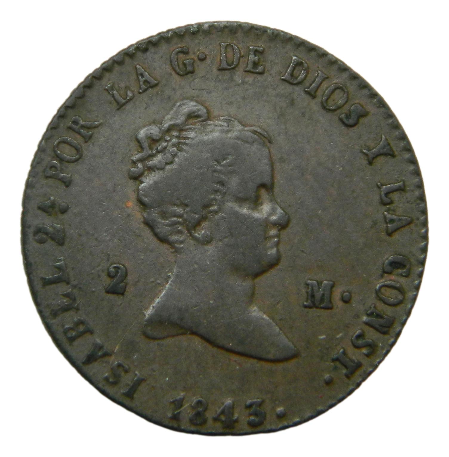 1843 - ISABEL II - 2 MARAVEDIS - SEGOVIA - EBC