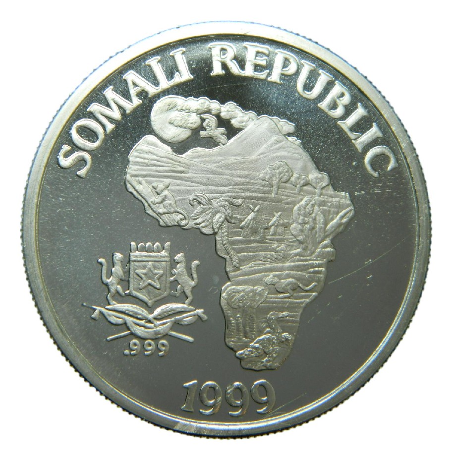 1999 - SOMALIA - 10 DOLLARS - ONZA PLATA - MONO